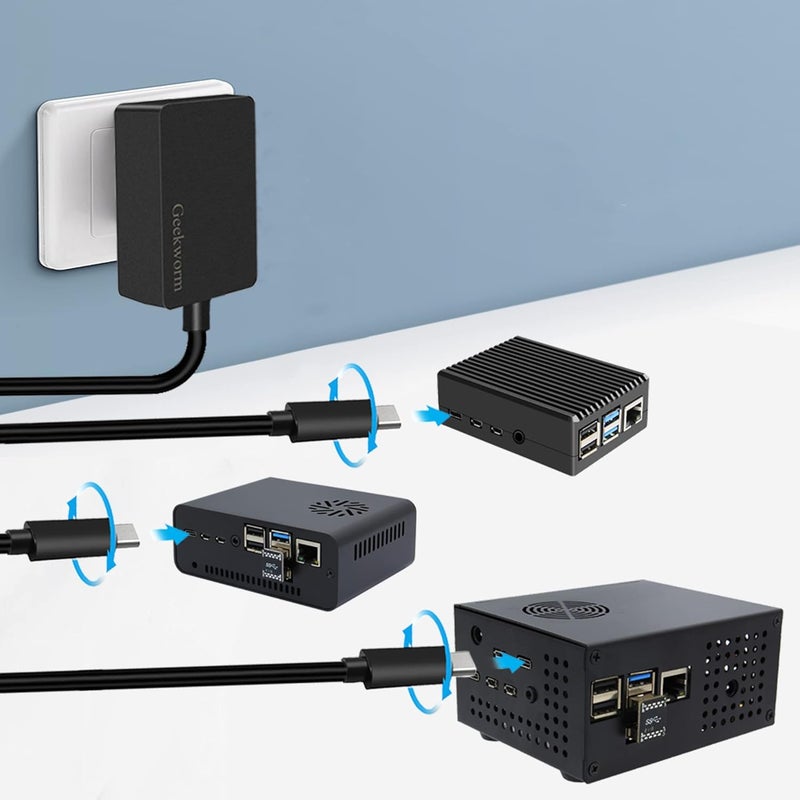 Geekworm Raspberry Pi 4 Power Supply 20W 5V 4A USB-C Power Supply Charger for Raspberry Pi 4 8GB / 4GB / 2GB / NASPi / X735 / X708 / X728 / X630 / Pi 400 / Orange Pi 5 / 5B / 5 Plus - Image 5