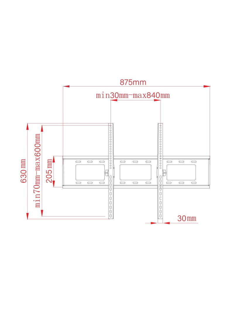 ستارجولد حامل حائطي مائل للتلفزيون من 55 إلى 105 بوصة، حامل شاشة مسطحة عالمي شديد التحمل، قابل للتعديل، إمالة من +15 إلى -15 درجة، VESA 850x600، سعة تحميل 100 كجم - Image 5