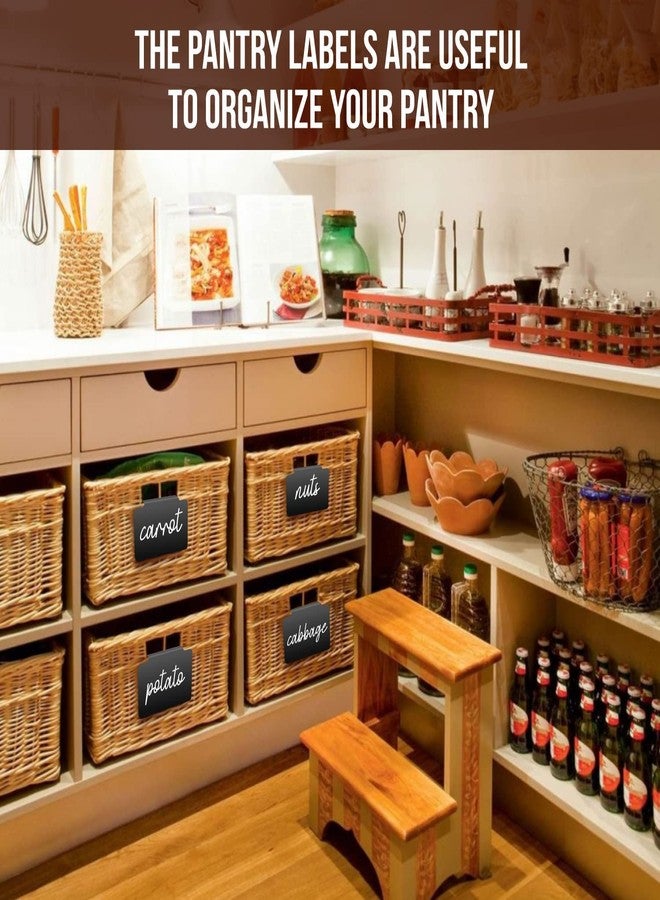 IRICUS Basket Labels Clip On for Pantry Organization and Storage Baskets Bin Labels - Small Chalk Labels for Baskets - Black Bin Clip Labels for Baskets - Chalkboard Basket Tags Dry Erase Bin Labels Clip On - Image 2
