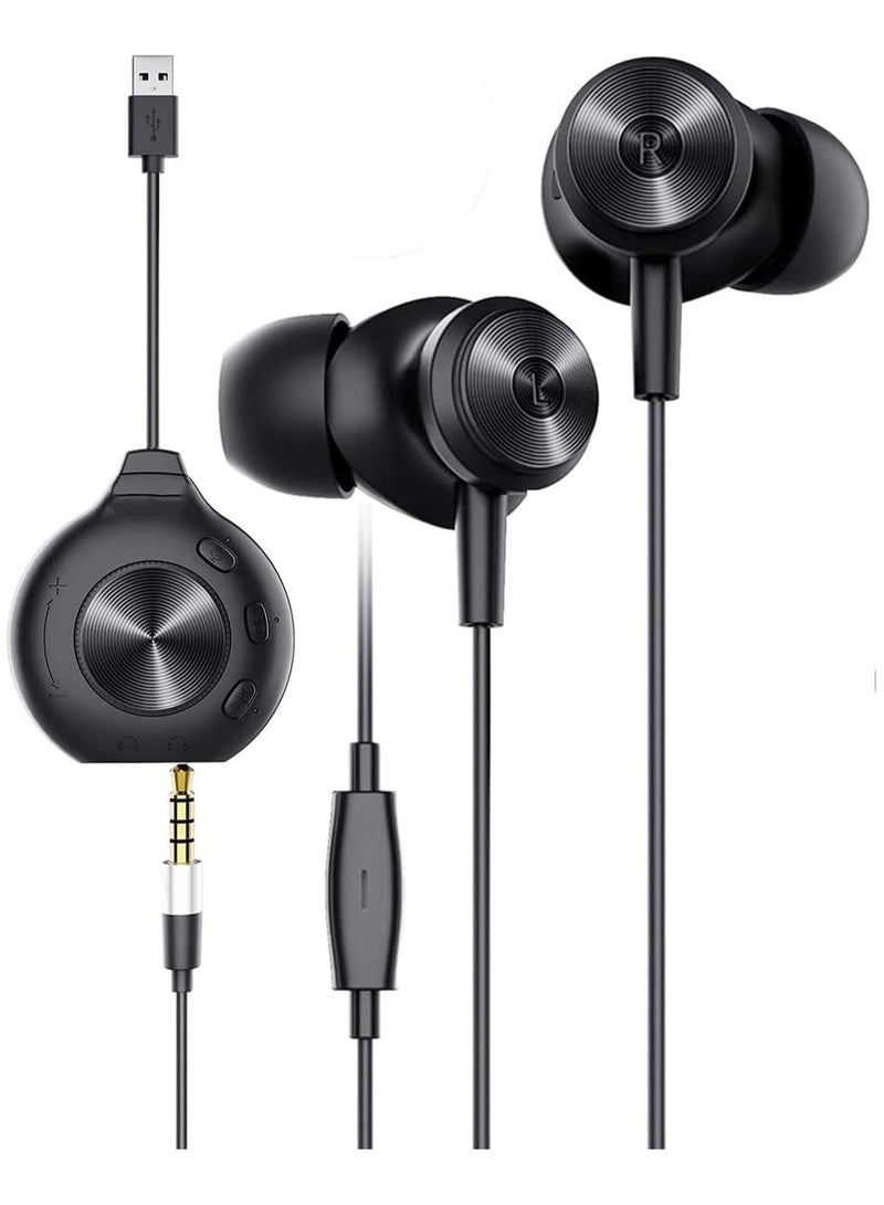 GUDOO سماعات أذن للألعاب، سماعات أذن سلكية مغناطيسية داخل الأذن مع ميكروفون، ستيريو محيطي افتراضي 7.1 قناة USB، سماعات رأس عازلة للضوضاء لأجهزة الكمبيوتر والهواتف الذكية وPSP مع دعم 3.5 مم - Image 1