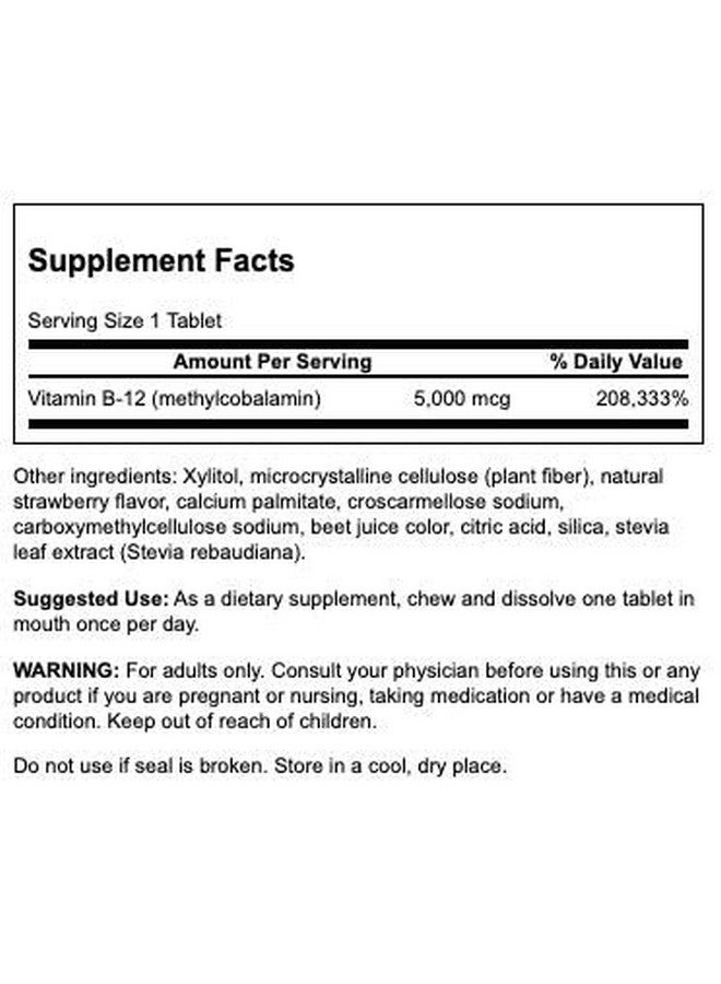 Swanson Vitamin B-12 Methylcobalamin High Absorption 5000 mcg 60 Tabs (2 Pack) - Image 2