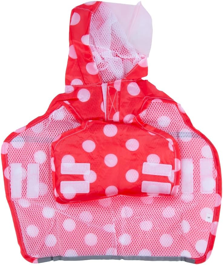 Daiso Dog Raincoat Dot Patterned Waterproof Jacket – Red Lightweight Hooded Pet Rain Coat for Dogs - Image 2