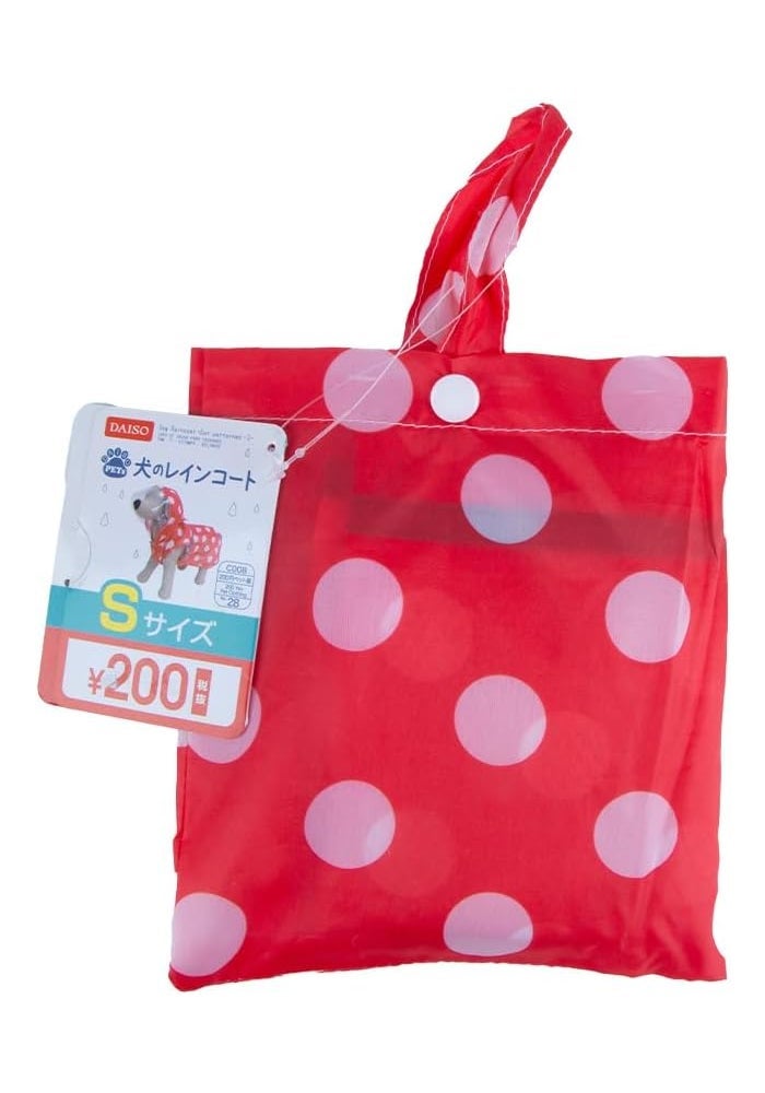 Daiso Dog Raincoat Dot Patterned Waterproof Jacket – Red Lightweight Hooded Pet Rain Coat for Dogs - Image 1