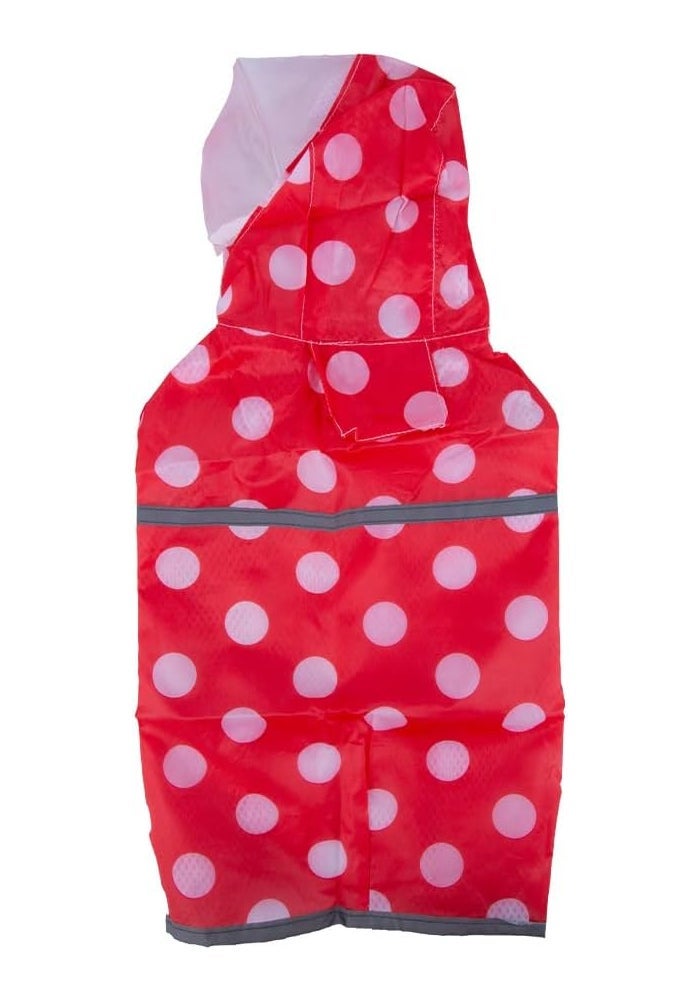Daiso Dog Raincoat Dot Patterned Waterproof Jacket – Red Lightweight Hooded Pet Rain Coat for Dogs - Image 4