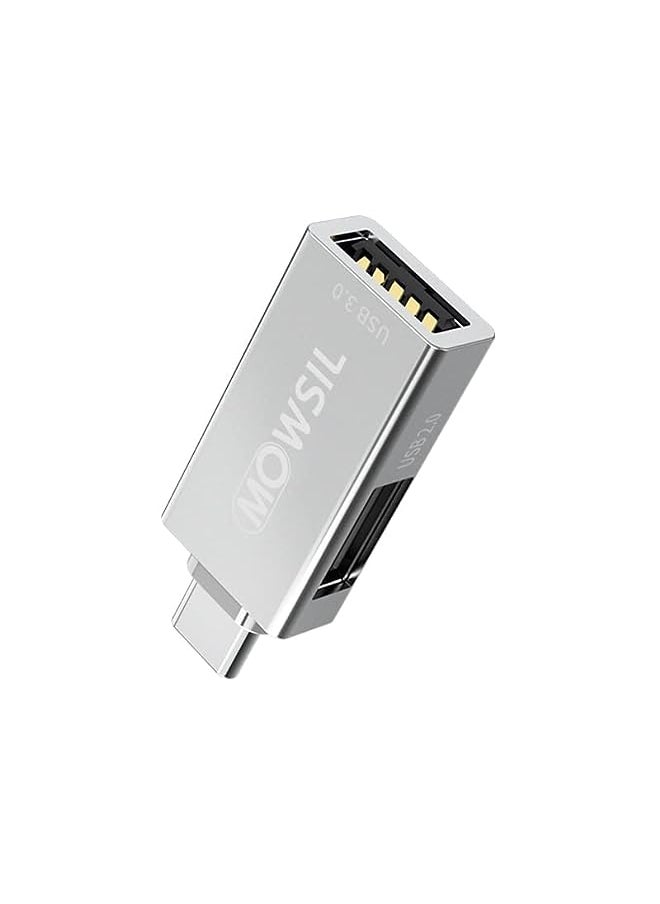 MOWSIL - Type-C to USB 2 Port Converter, 5 cm Length, Grey - Image 1
