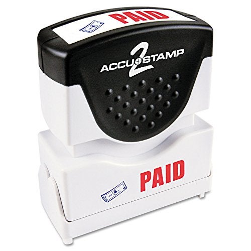 ACCUSTAMP2 035535 Pre-Inked Shutter Stamp Paid, Red/Blue Ink, 1 Count - Image 1