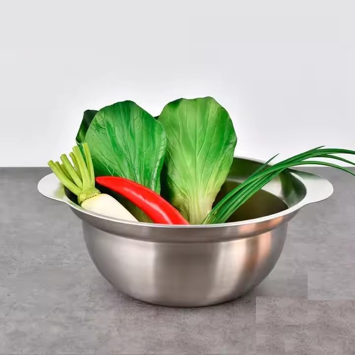Gyanadh Stainless Steel Round Colander Fine Mesh Food Basket Rice Pasta Noodles Spaghetti Vegetables Metal Kitchen Cooking Washing Fruit Bowl Tool Easy Clean Dish Drainer - Image 3