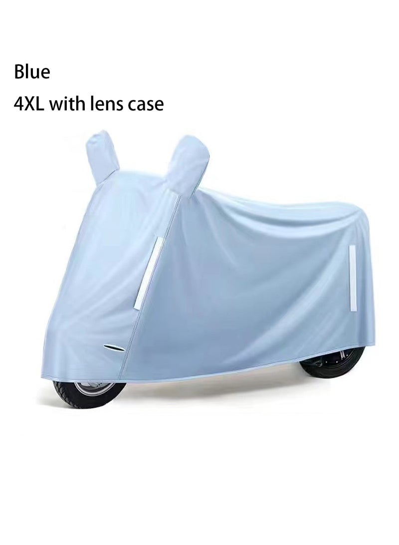 Generic Blue Bicycle Cover + Mirror Cover Waterproof Outdoor Bicycle Rain Cover Reflective Strip With Keyhole Storage Bag（4XL）  - Image 1