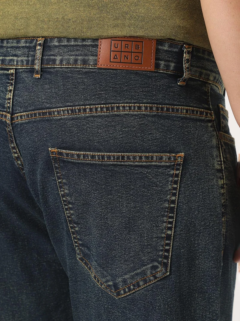 Urbano Fashion  Urbano Plus Men's Blue Straight Fit Heavy Washed Jeans Stretchable  | Best Price UAE