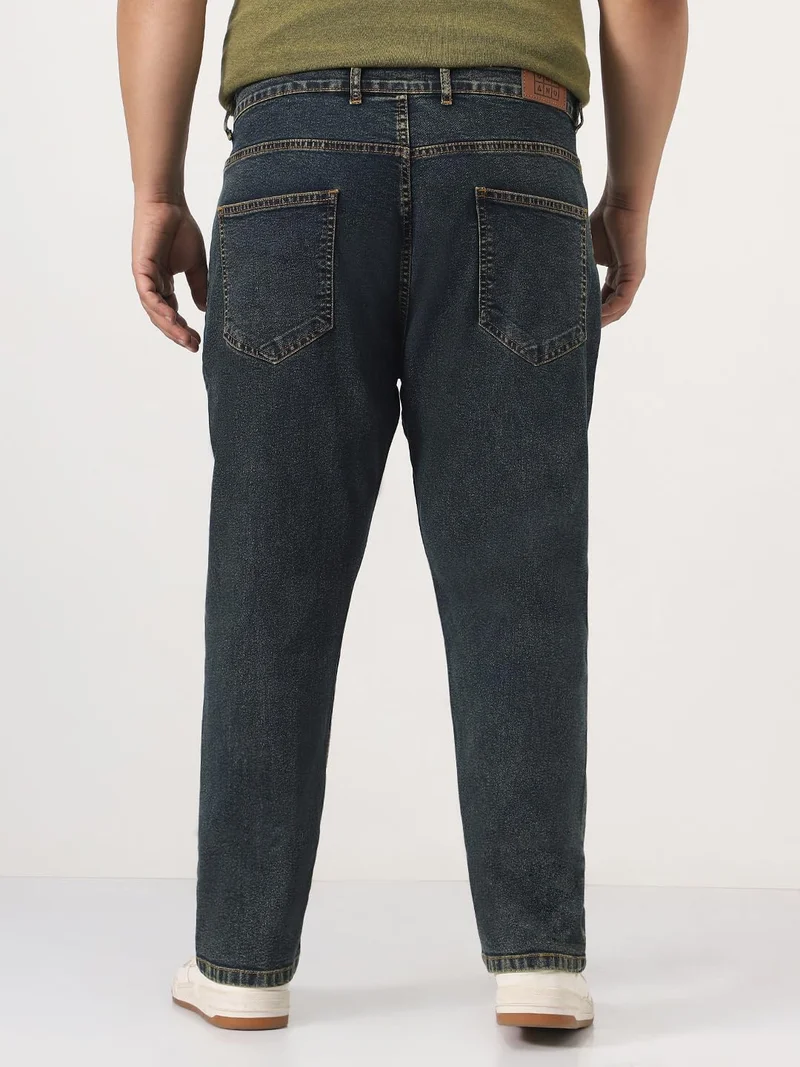 Urbano Fashion  Urbano Plus Men's Blue Straight Fit Heavy Washed Jeans Stretchable  | Best Price UAE