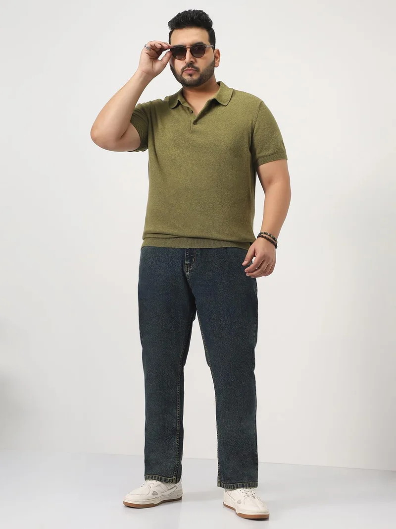 Urbano Fashion  Urbano Plus Men's Blue Straight Fit Heavy Washed Jeans Stretchable  | Best Price UAE