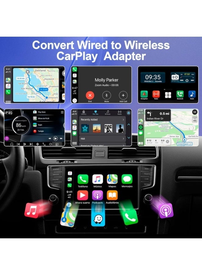 Wireless CarPlay Adapter 2025 Upgraded Plug & Play CarPlay Wireless Dongle Converts Wired to Wireless CarPlay for Cars 2016+ iPhone iOS 12+ Fast Auto Connect Stable Connection - Image 5