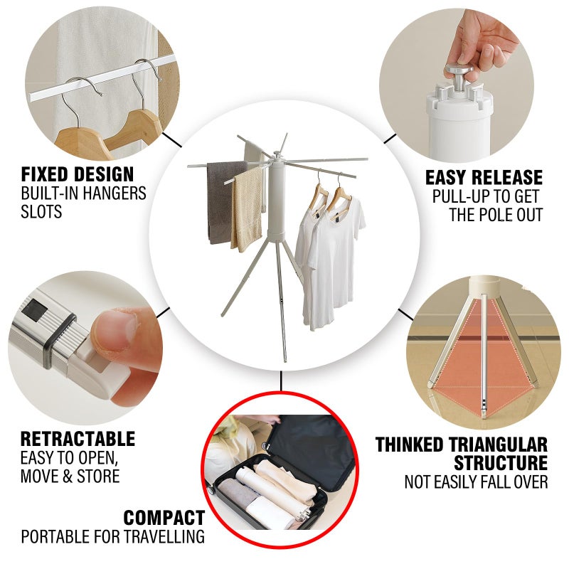 JOOM Clothes Drying Rack Portable Foldable - Drying Rack Clothing Space Saving,Collapsible Drying Rack for Laundry,Travel,Indoor,Outdoor. Folding Clothing Rack Home and Travell (Small Rack) - Image 4