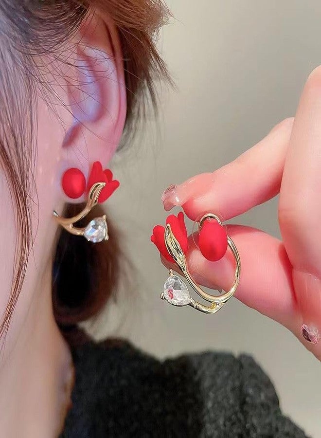 AMAAL Meenakari Korean Drop Earrings set for Women Girls Ladies | Western Crystal Earing AD American Diamond | Stylish Ear Rings Jewellery for woman | Valentine Gift for Girlfriend couple -335 - Image 2
