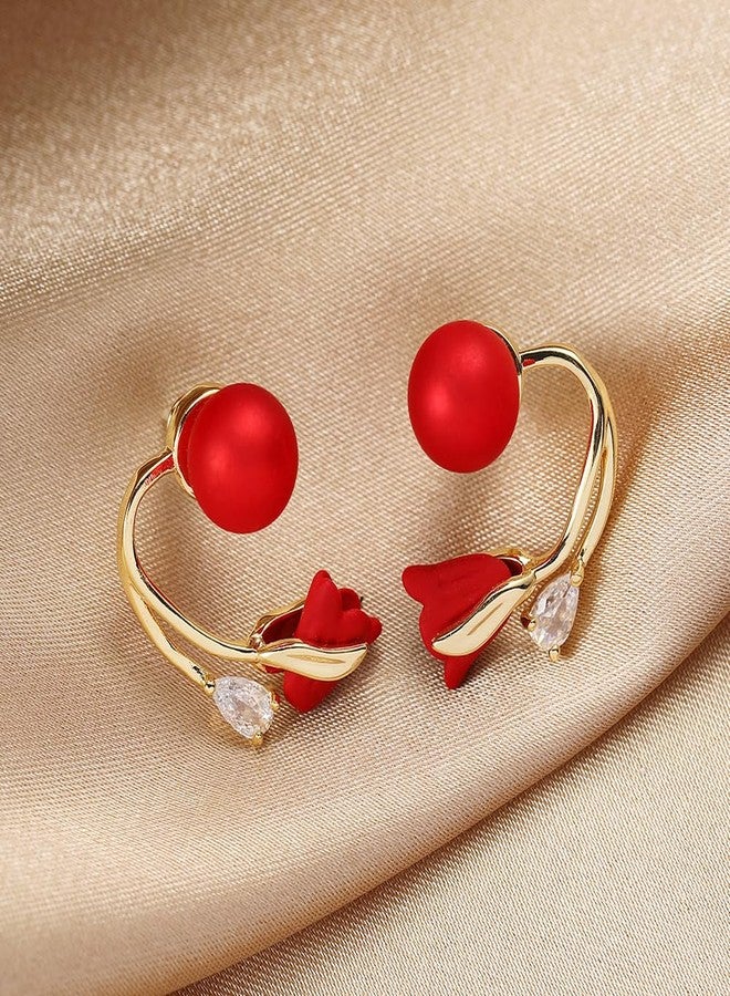 AMAAL Meenakari Korean Drop Earrings set for Women Girls Ladies | Western Crystal Earing AD American Diamond | Stylish Ear Rings Jewellery for woman | Valentine Gift for Girlfriend couple -335 - Image 4