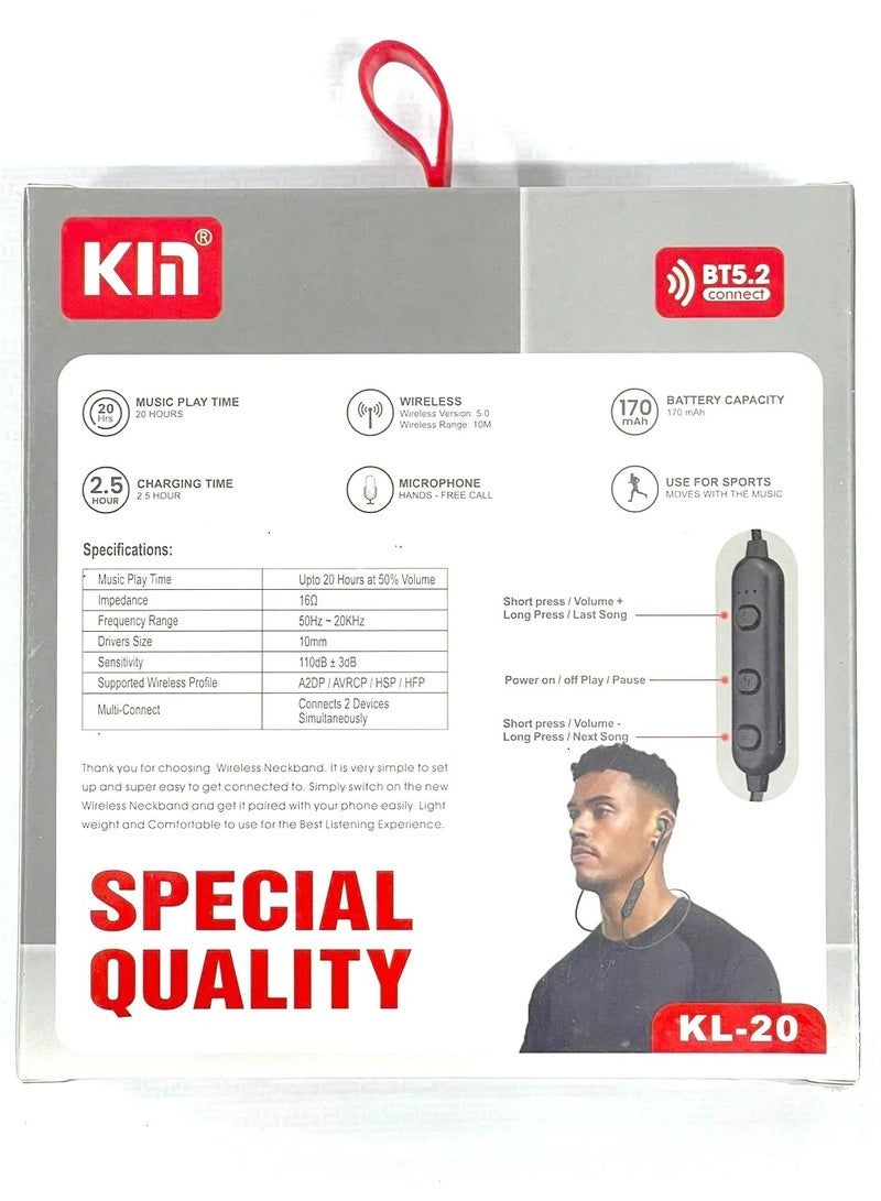 Kin Hi-Fi Wireless Headphone KL- 20 Black - Image 2