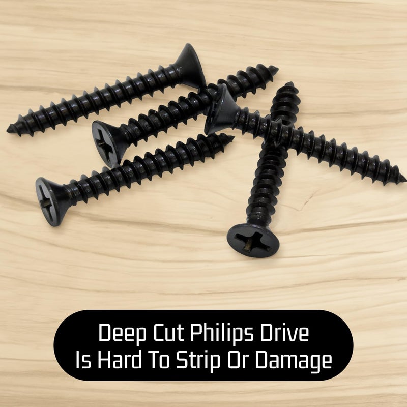 Bolt Dropper #6 x 3/4 Inch Wood Screws, Pack of 100 - Xylan Coated Stainless Steel Flat Head Phillips Black Screws - Corrosion Resistant for Wood, Drywall Applications, and Outdoor Use - Image 5