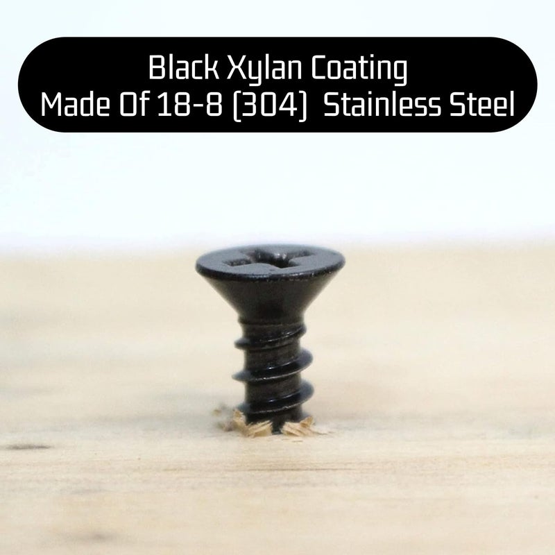 Bolt Dropper #6 x 3/4 Inch Wood Screws, Pack of 100 - Xylan Coated Stainless Steel Flat Head Phillips Black Screws - Corrosion Resistant for Wood, Drywall Applications, and Outdoor Use - Image 4