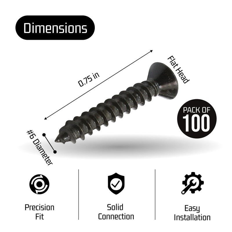 Bolt Dropper #6 x 3/4 Inch Wood Screws, Pack of 100 - Xylan Coated Stainless Steel Flat Head Phillips Black Screws - Corrosion Resistant for Wood, Drywall Applications, and Outdoor Use - Image 3