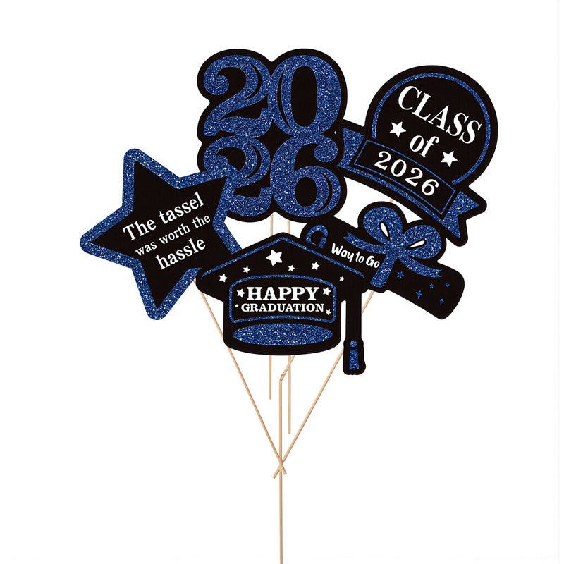 2026 Graduation Decorations Glitter Vase Picks Class of 2026 Party Supplies Red - Image 1