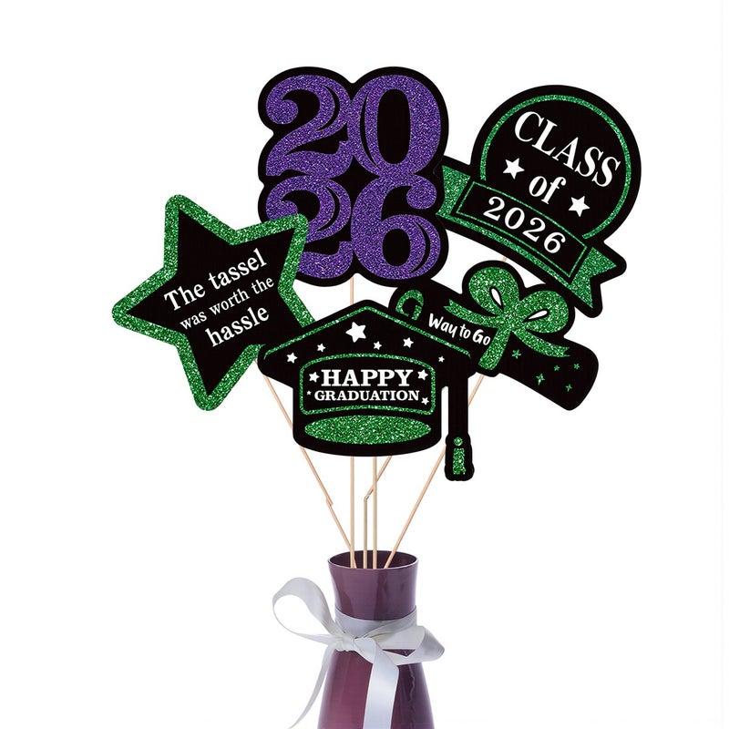 2026 Graduation Decorations Glitter Vase Picks Class of 2026 Party Supplies Red - Image 4