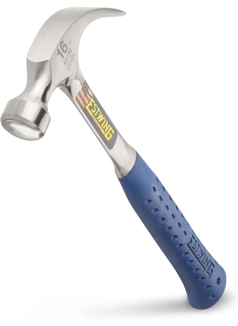 Estwing ESTWING Hammer - 16 oz Curved Claw with Smooth Face & Shock Reduction Grip - E3-16C,Silver  - Image 3