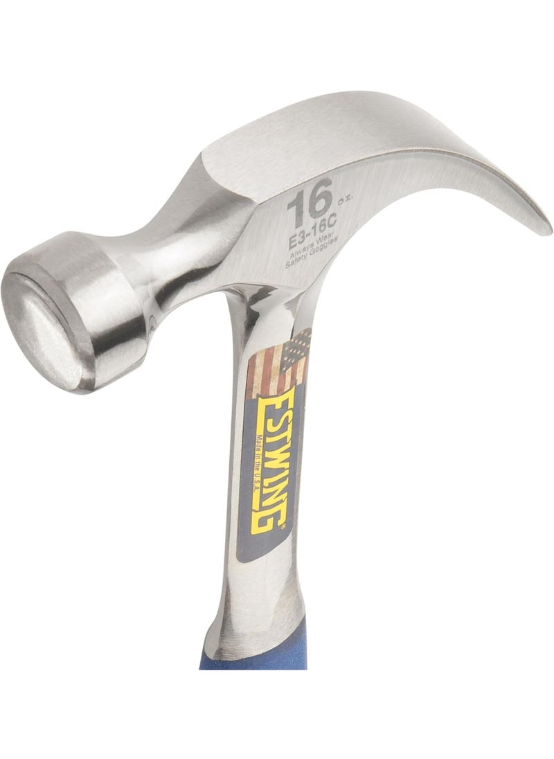Estwing ESTWING Hammer - 16 oz Curved Claw with Smooth Face & Shock Reduction Grip - E3-16C,Silver  - Image 4