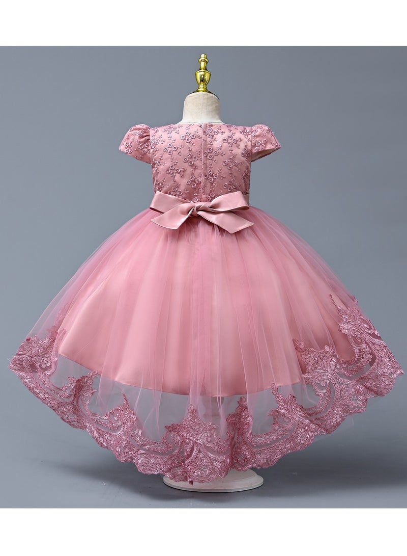 D'Daniela Delia Flower Party Dress Dark Pink with headband - Image 2