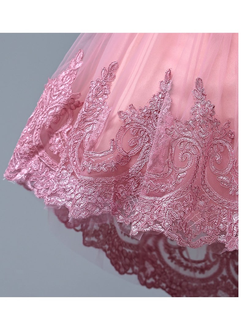 D'Daniela Delia Flower Party Dress Dark Pink with headband - Image 5