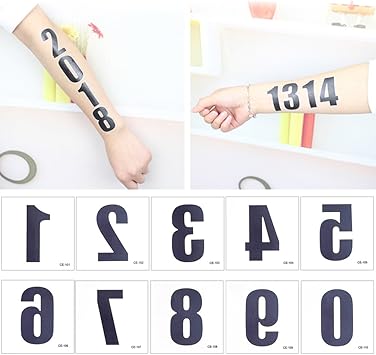 Glaryyears Arabic Numerals Digits Tattoos 50 Pack 5 of Each Number Temporary Tattoo Sticker on Body Neck Arm Face for Sign Mark Party Supplies Athletes Sports - Image 2