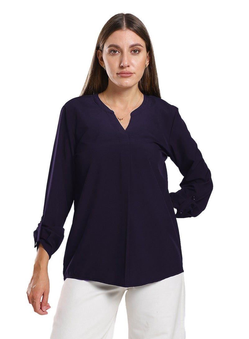 Master Jeans Women’s Casual Roll Up Sleeves Shirt
