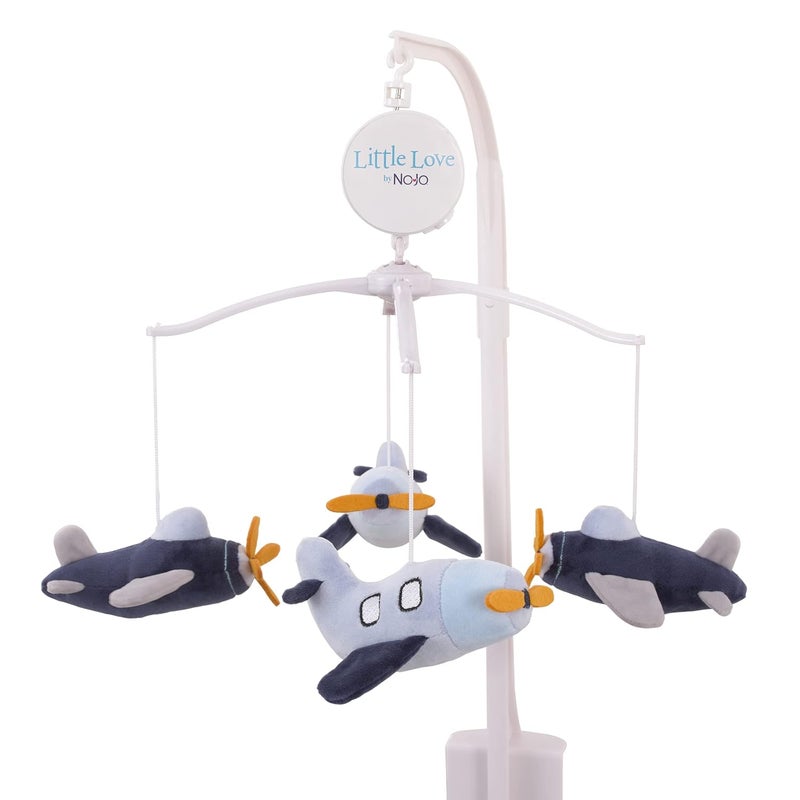 NoJo Little Love by NoJo Soar High Little One Navy Plush Airplane Musical Mobile - Image 1