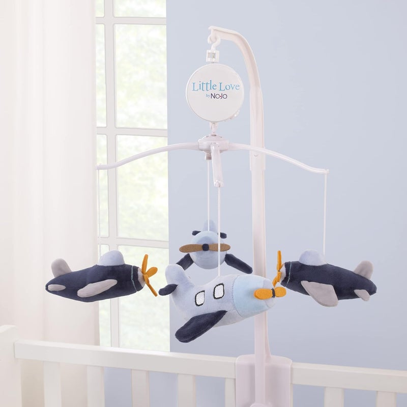 NoJo Little Love by NoJo Soar High Little One Navy Plush Airplane Musical Mobile - Image 3