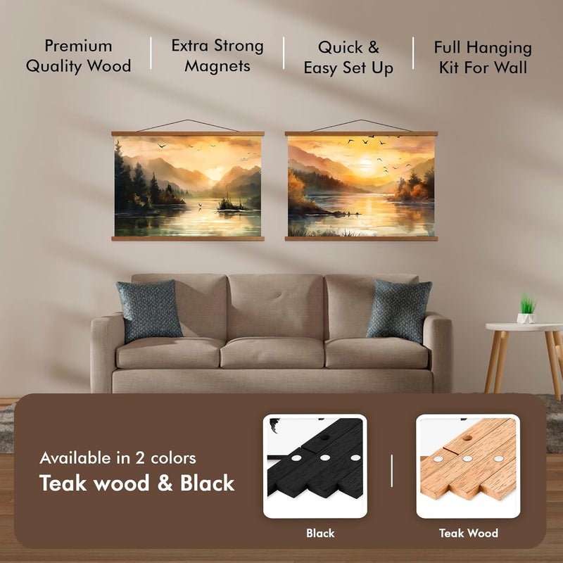 Travelization Magnetic Poster Hanger 36” Poster Frame with Strong Magnets, Complete Hanging Kit for Posters, Art, Maps, and More, Fits 36x24, 36x40, and 36x48, Teak Wood - Image 4