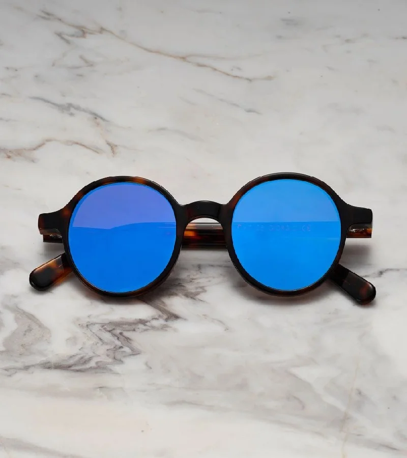 Explicit Poets Explicit Poets Unisex GIORGIO Tortoise - Blue Mirror Stylish Sunglasses, A12EP4