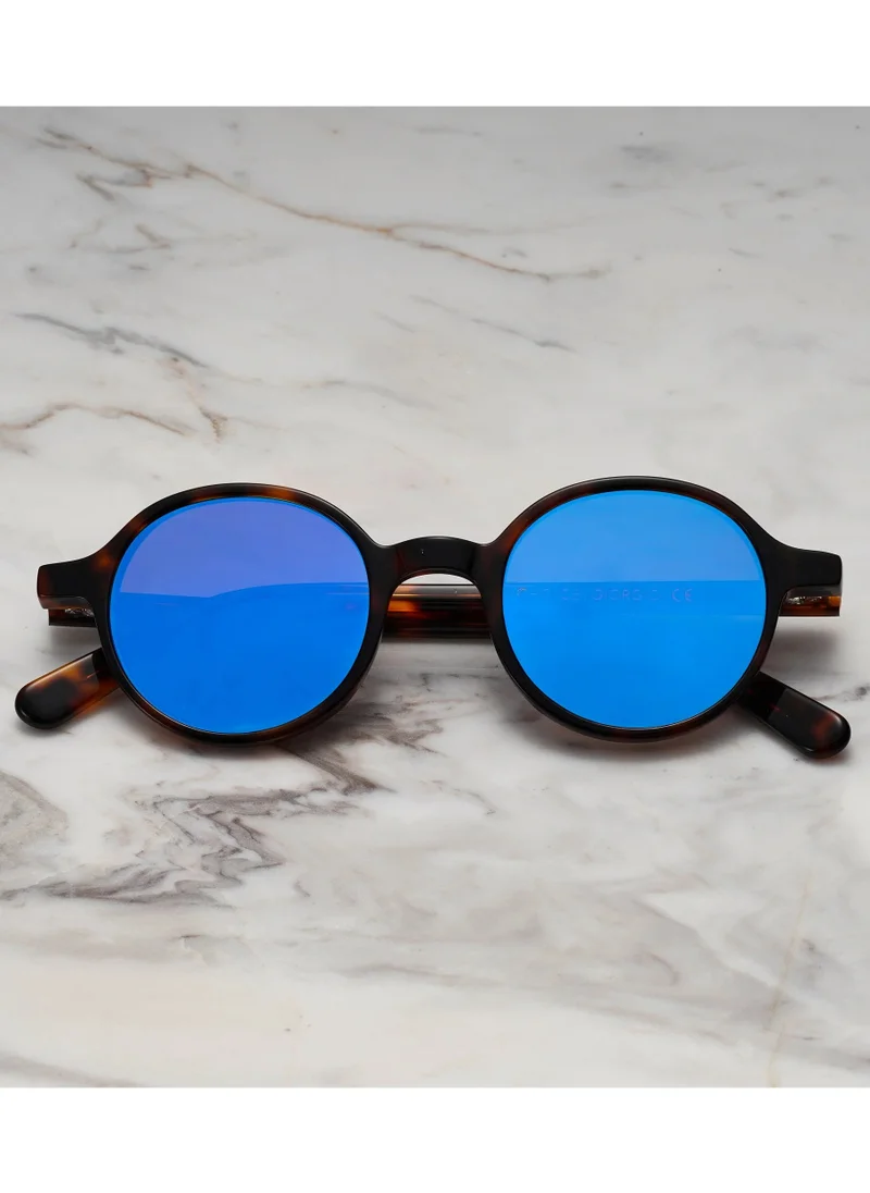 Explicit Poets Explicit Poets Unisex GIORGIO Tortoise - Blue Mirror Stylish Sunglasses, A12EP4