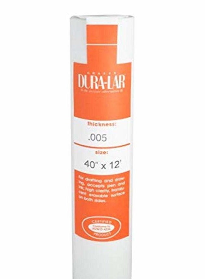 Grafix Matte 40” x 12' Roll 005” Dura-Lar, Economical Alternative to Drafting Film and Acetate, Translucent Drawing Surface for Lead, Ink, Charcoal, Paint and Colored Pencil, Feet - Image 1