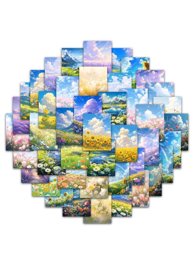 NIBEMINENT 63 Pcs Fantasy Romantic Flowers Deco Kit Waterproof Stickers, High Definition Printing Bright Colors, Suitable for Laptop Skateboard Luggage Water Bottle Guitar DIY - Image 3