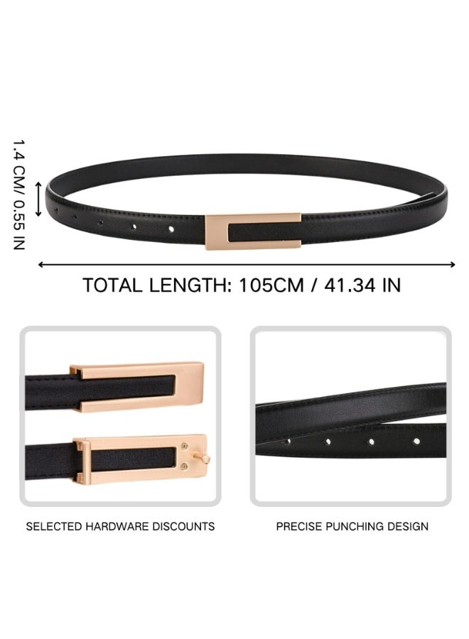 CMGTYYD 2 Pack Ladies Adjustable Leather Belts for Women Ladies Belts Retro Vintage Belt Women's Accessories Skinny Belt for Dresse Jeans Buckle Thin Waist Belt Waist Strap Waistband - Image 3