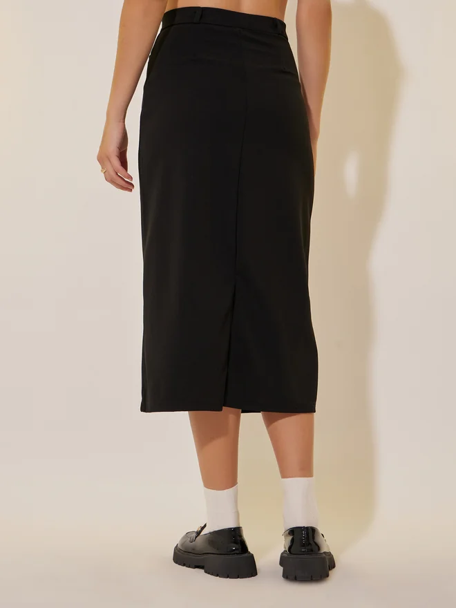 Take Two Take Two Solid Midi Pencil Skirt