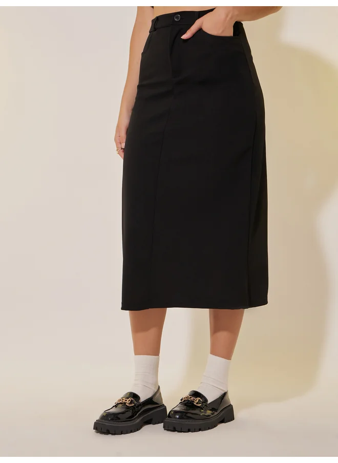 تايك تو Take Two Solid Midi Pencil Skirt
