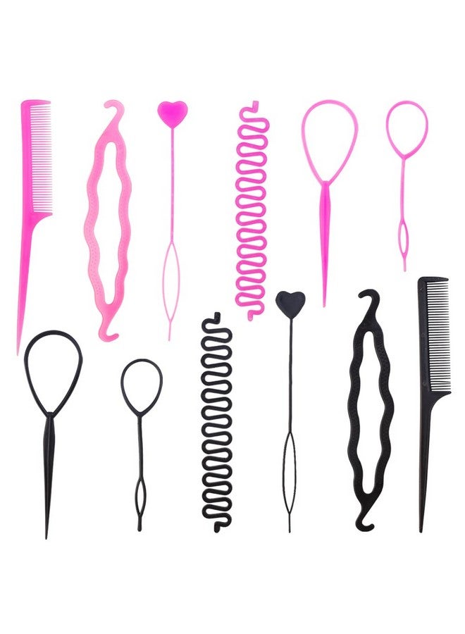 TCOTBE 2 Sets Topsy Tail Hair Tool Diy Hair Styling Tool Kit Hair Loop Styling Tool Hair Braiding Tool Updo Ponytail Maker Accessories French Braid Tool Loop Hair Styling Set For Girls And Women - Image 1
