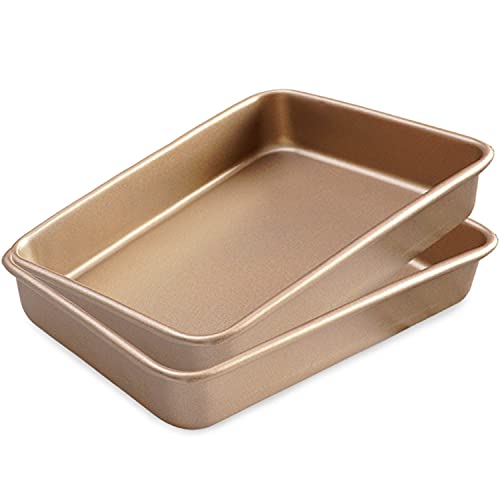 Lainrrew 2 Pack 11 Inch Baking Sheet Pans, Deep Size Baking Pan Nonstick Cookie Sheet Brownie Cake Pan Bread Pan Toaster Oven Tray Bakeware, 11x9x2 Inches, Easy Clean & Food Safe (11 x 9 x 2") - Image 1
