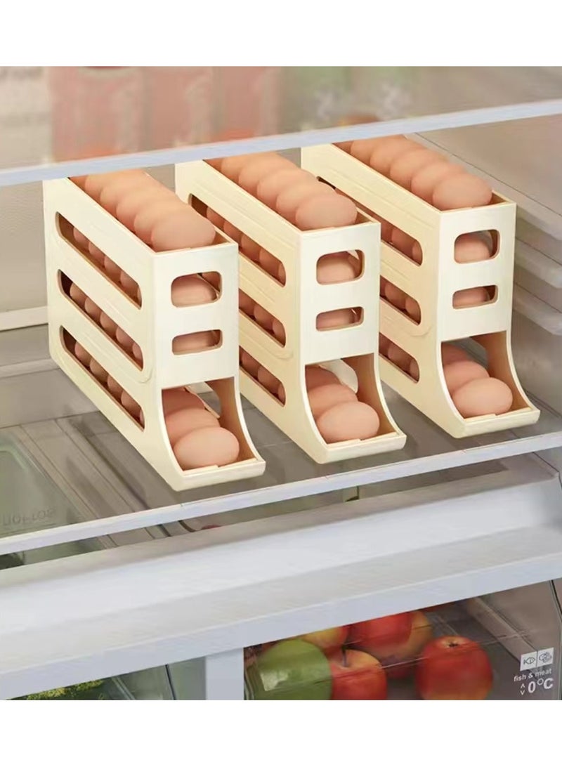 Three layer egg rack storage box with inclined automatic rolling egg storage box suitable for refrigerators,  - Image 1
