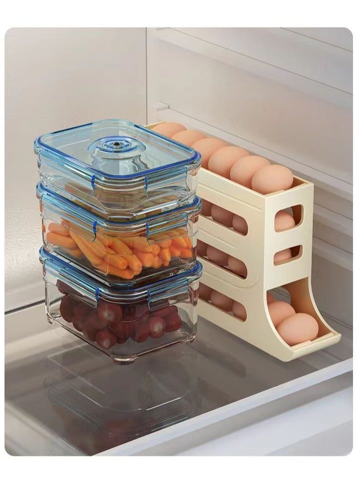Three layer egg rack storage box with inclined automatic rolling egg storage box suitable for refrigerators,  - Image 2