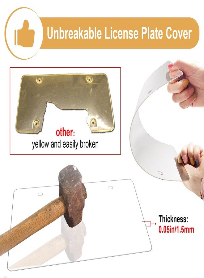 AOOTF أغطية إطارات لوحات ترخيص السيارات من Aootf - حامل لوحة ترخيص السيارة من الفولاذ المقاوم للصدأ ودرع مسطح شفاف، واقي أمامي وخلفي غير قابل للكسر مع أغطية براغي مطلية بالكروم، مجموعتان - Image 4