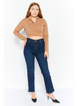 FEMME LUXE Women Notch Collar Long Sleeve Textured Blazer Cropped Top, Tan  - Image 2