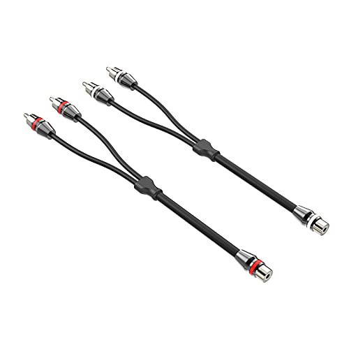 ROCKRIX 1ft 1 Female to 2 Male Nickel Plated RCA Y Adapter Splitter Connector Cable (2 Pack) - Image 1