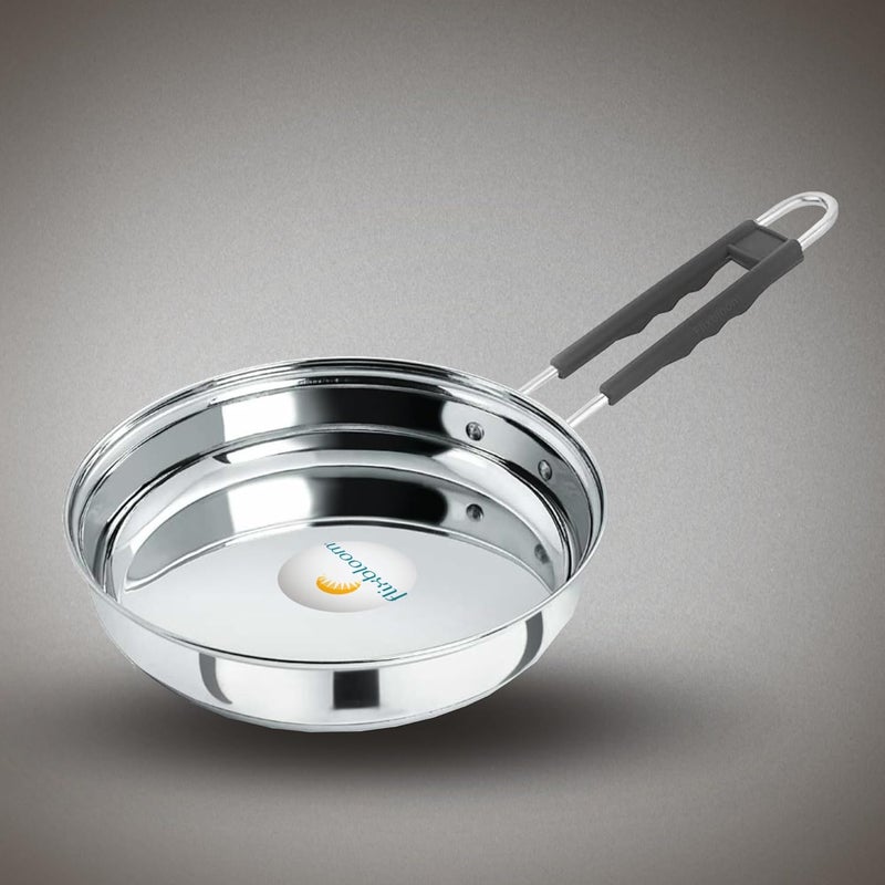 FLIXBLOOM FLIXBLOOM Special Stainless Steel Frying Pan Induction Base Fry Pan LPG Friendly 2 Litre Frying Pan  - Image 1