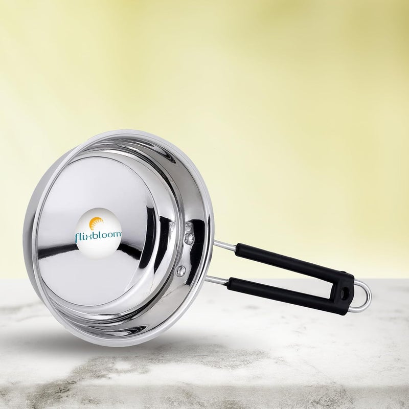 FLIXBLOOM FLIXBLOOM Special Stainless Steel Frying Pan Induction Base Fry Pan LPG Friendly 2 Litre Frying Pan  - Image 2